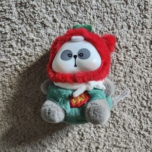 Cute Plush Panda with Red and Green Outfit